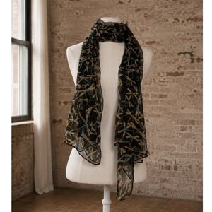 100% Silk Dragonfly Print Scarf Sheer Whimsigoth Boho Fairy Cottagecore Garden